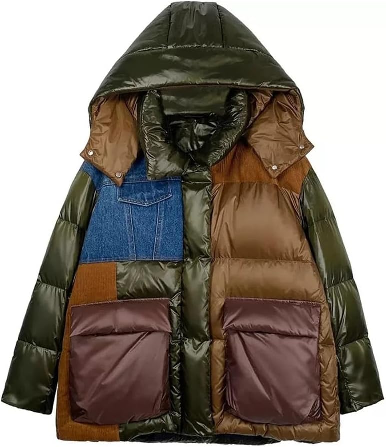 Winter Denim Sewing Down Jacket Thickened Coat Ladies Casual Loose