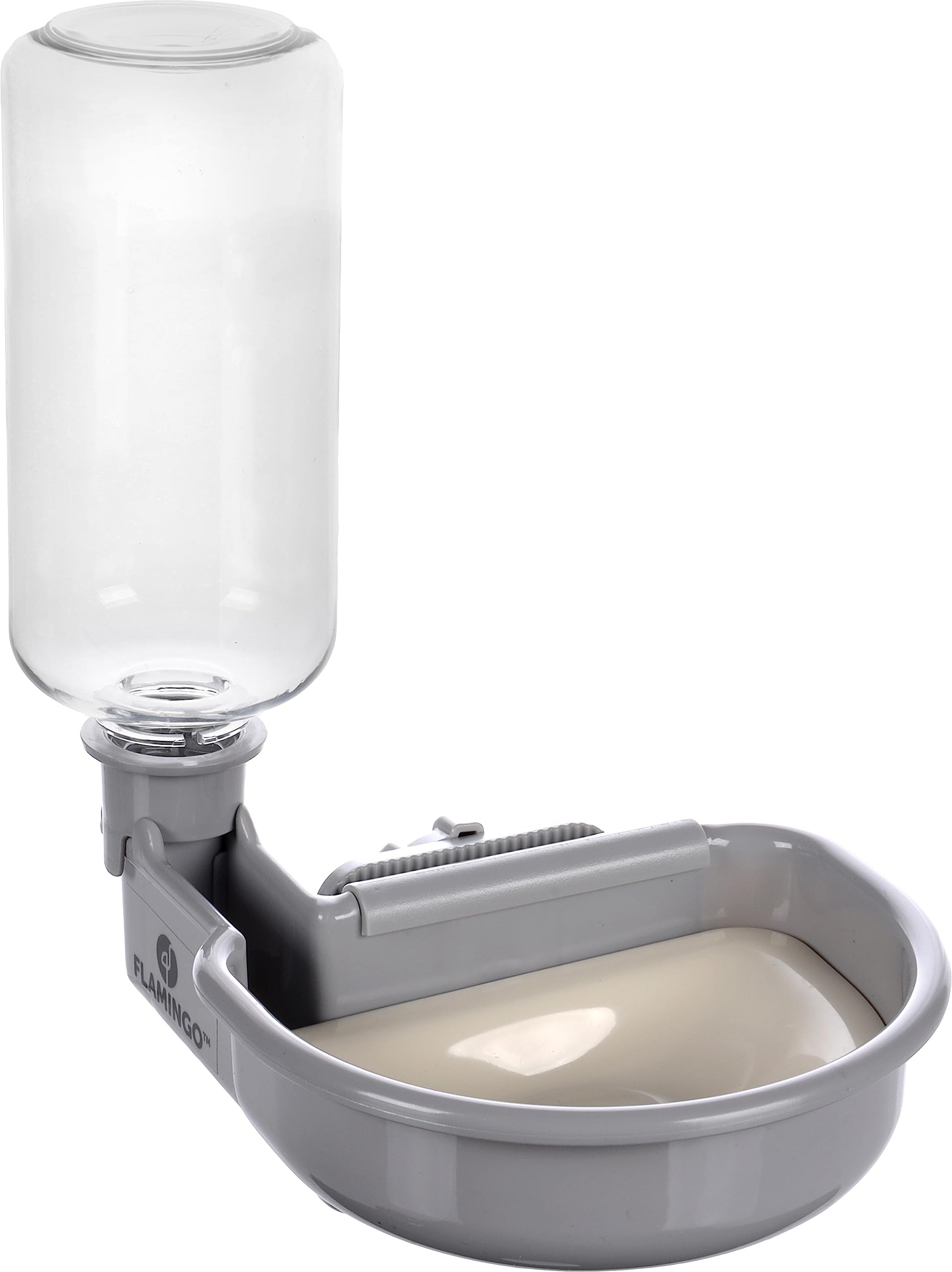 Flamingo WATER BOWL WITH BOTTLE FOR WIRE CAGE DIZA GREY 480ML