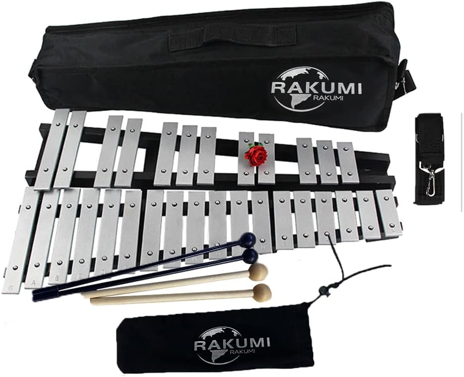 Professional Glockenspiel 30 Notes Foldable Aluminum Bars Children Educational Percussion Musical Instrument with Mallet and Carrying Bag