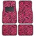 BDK Hot Pink Zebra Seat Covers & Floor Mats Set Fur Print Complete - Full Set, Universal Fit