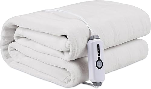 Cubrecolchón eléctrico con calefacción de 39 x 75 pulgadas, tamaño individual, 4 niveles de calefacción y 10 horas de apagado automático, suave y