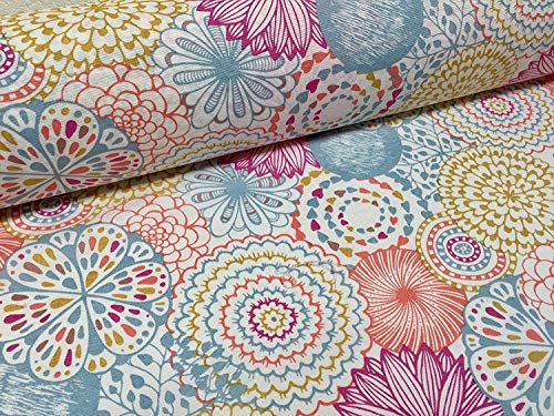 Tissu mandala floral rose pour rideaux de salon et création de robes d'été