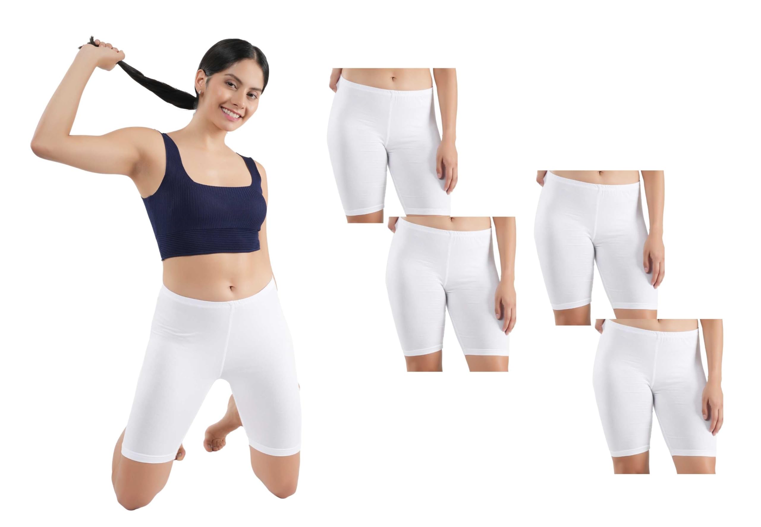 Women Viscose Lycra Cycling Shorts, Gym Shorts, High Waist Shorts, Running Shorts, Sports Shorts for Active Lifestyle Pack of 4-image-29