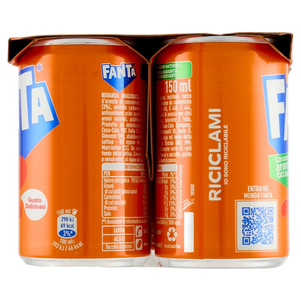 Italian Gourmet Orangenlimonade Mini Dosen 72 x 150 ml – Erfrischungsgetränk ohne Koffein, mit Orangensaft, perfekt für Vorrat & Parties + Italian Gourmet Polpa