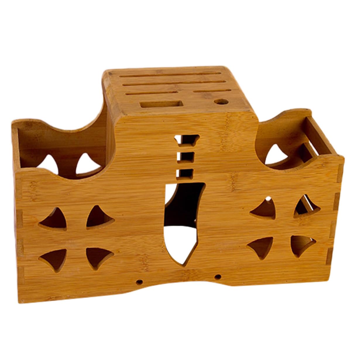 Cuisine porte-couteaux et porte-ciseaux en bambou marron stable
