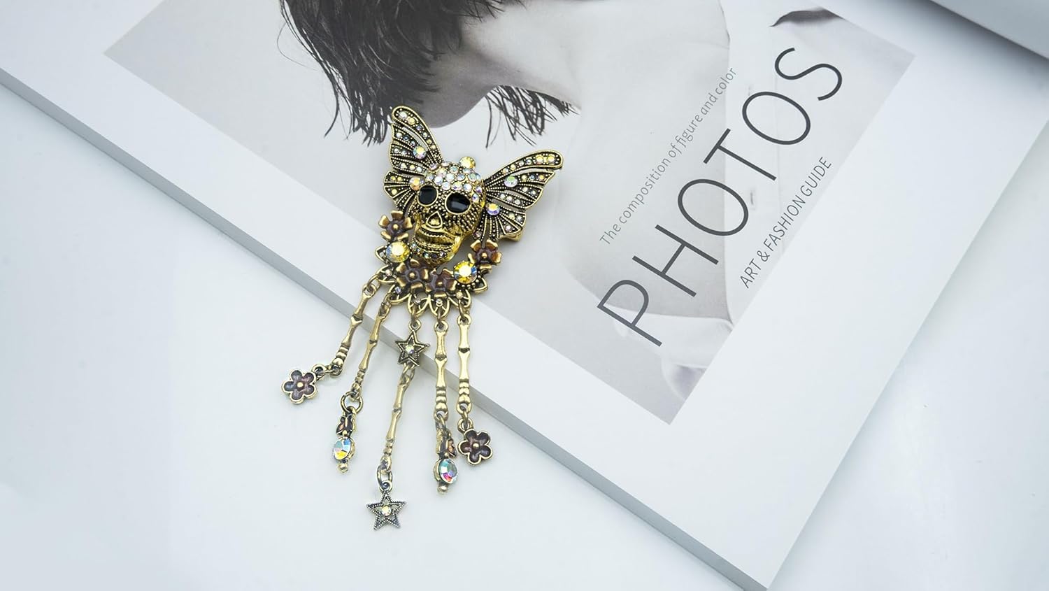 Halloween Brooches And Pins for Women Men Skeleton Brooch Vintage Skull Rhinestone Backpack Pins - Image 2