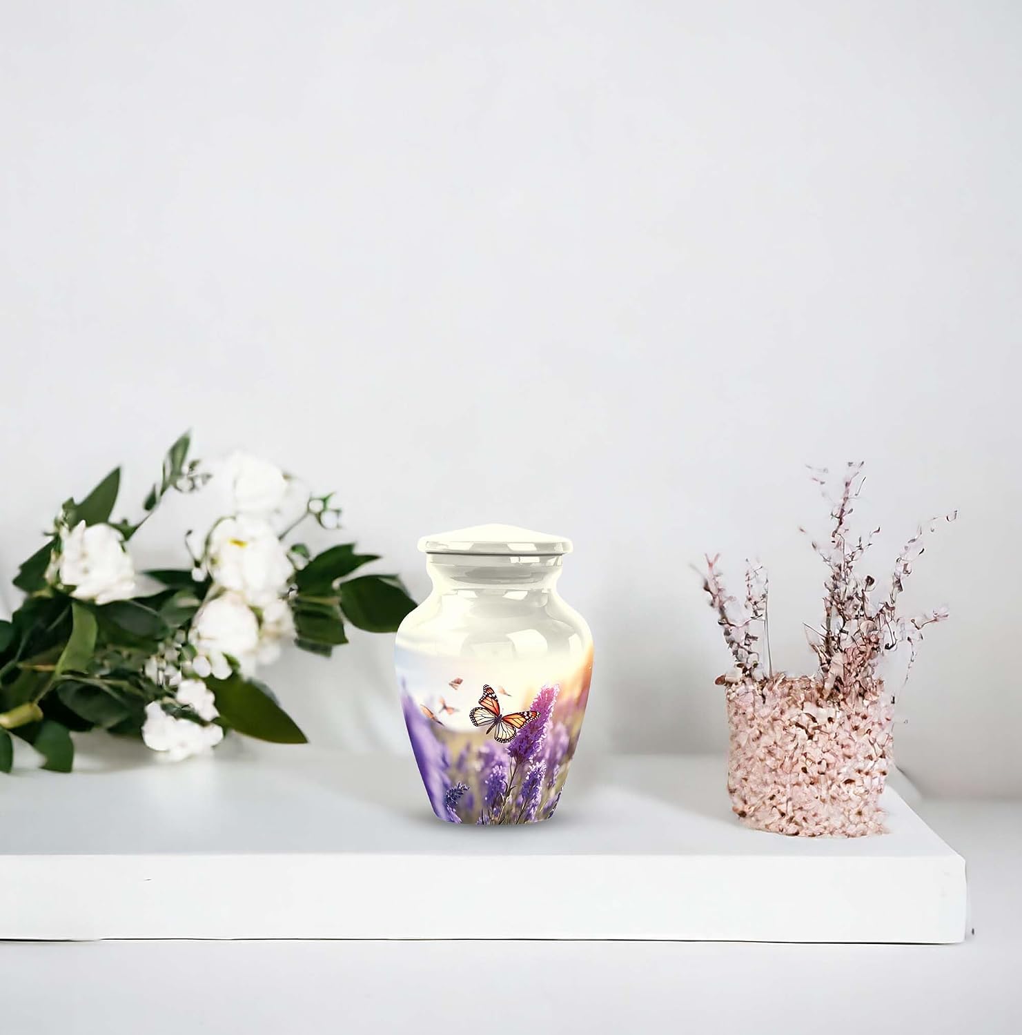 Monarchs and Lavender in The Golden Hour, Funeral Urns Small, Mini Keepsake Funeral Urn, Memorial Small Urns for Human Ashes, Urn Keepsakes for Ashes 3''