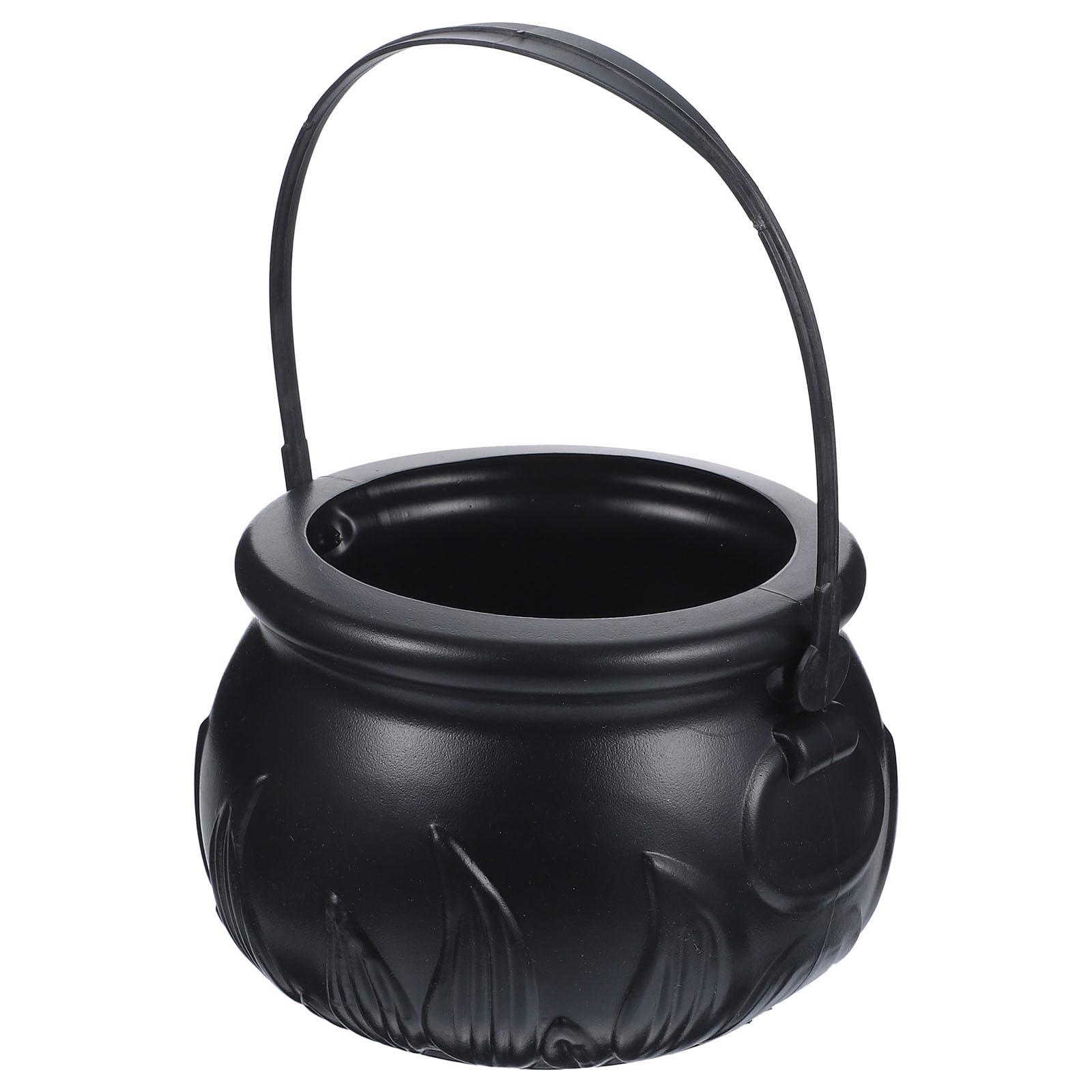 BESPORTBLE Black Cauldron with Handle, 7.8x5.5 inch Halloween Witches Cauldron Serving Bowls, Black Plastic Candy Bucket for Halloween Party Indoor Outdoor Home Kitchen Decorations