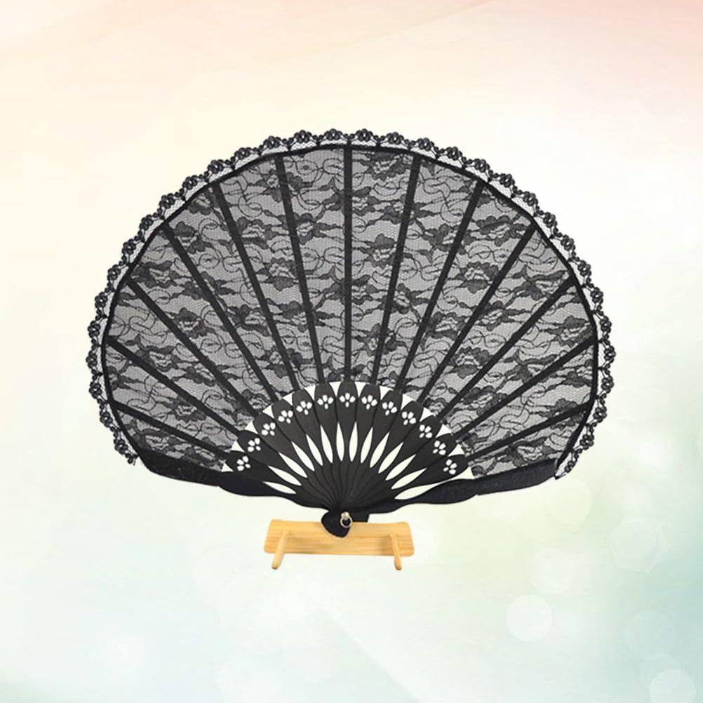 Vintage Chinese Lace Folding Fan, Ideal for Black Cheongsam Styling, Stylish Folding Fan for Summer Cooling, Party Decor, Artistic Display And Daily Carrying