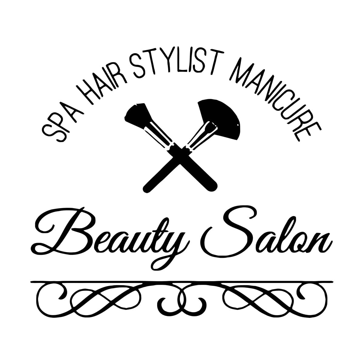 Vinyl Wall Decals Spa Hair Manicure Beauty Salon 36x40.2cm Easy Installation Small Black