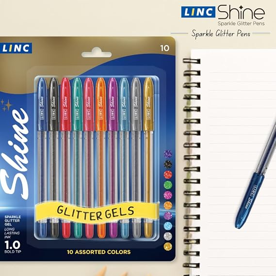 Shine glitter gel pen 10 pk - Assorted