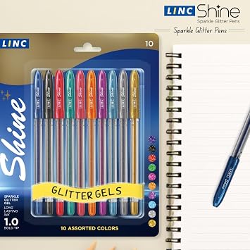 Shine glitter gel pen 10 pk - Assorted