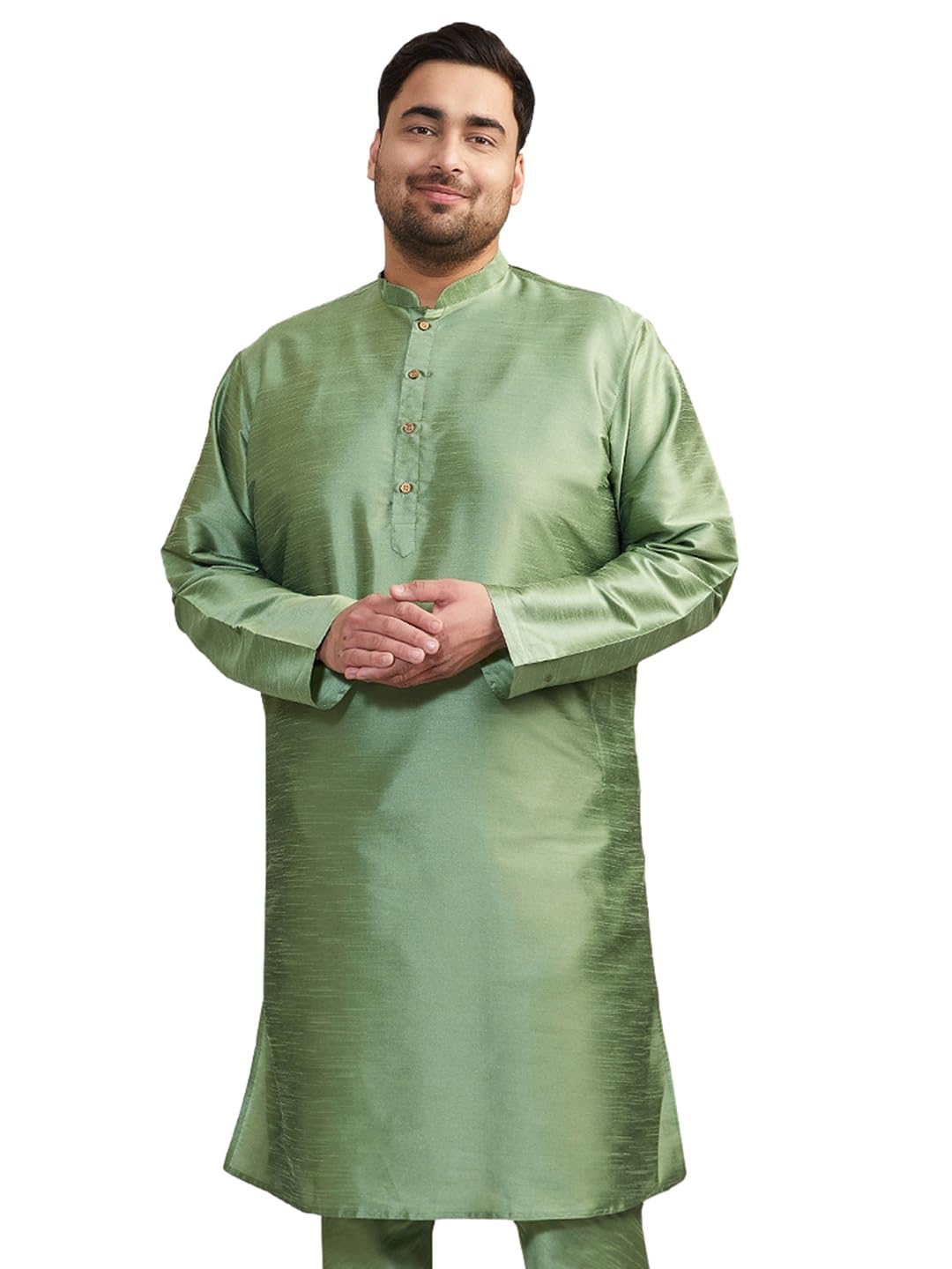 vastramay plus Mens Silk Blend Cream Kurta - Elegance for Festivals & Events | Men's Plus Size Solid Kurta with Chinese Collar and Full Sleeves |Classic Design, Premium Comfort, and Versatile Style-picture-14