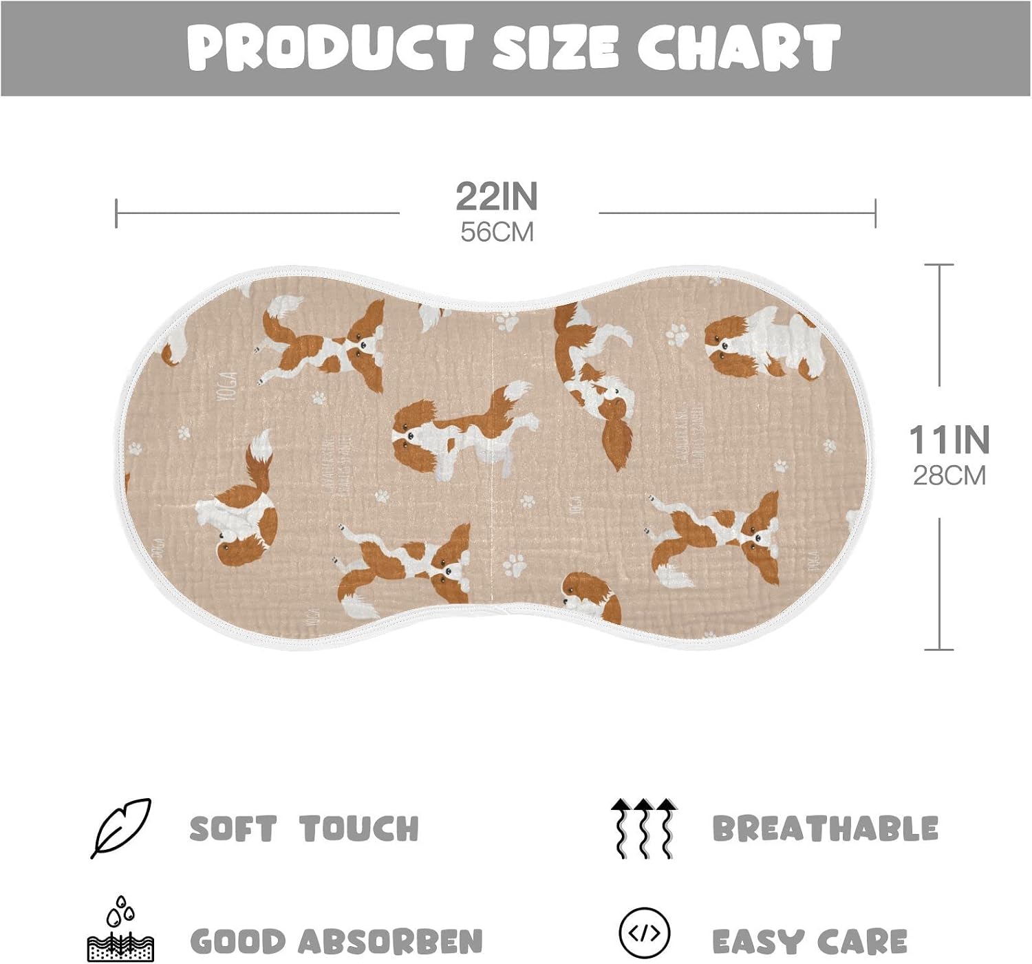 Yoga Cavalier King Charles Spaniel Dog Muslin Burp Cloths for Baby 4 Pack 100% Cotton Baby Washcloths Bibs for Boy Girl