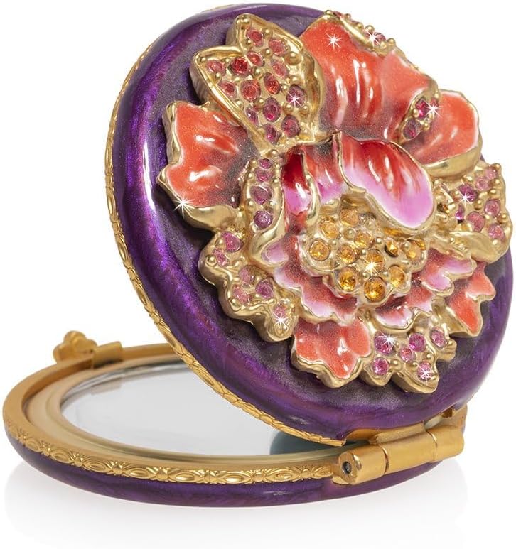 Jay Strongwater Angela - Floral Round Compact Mirror
