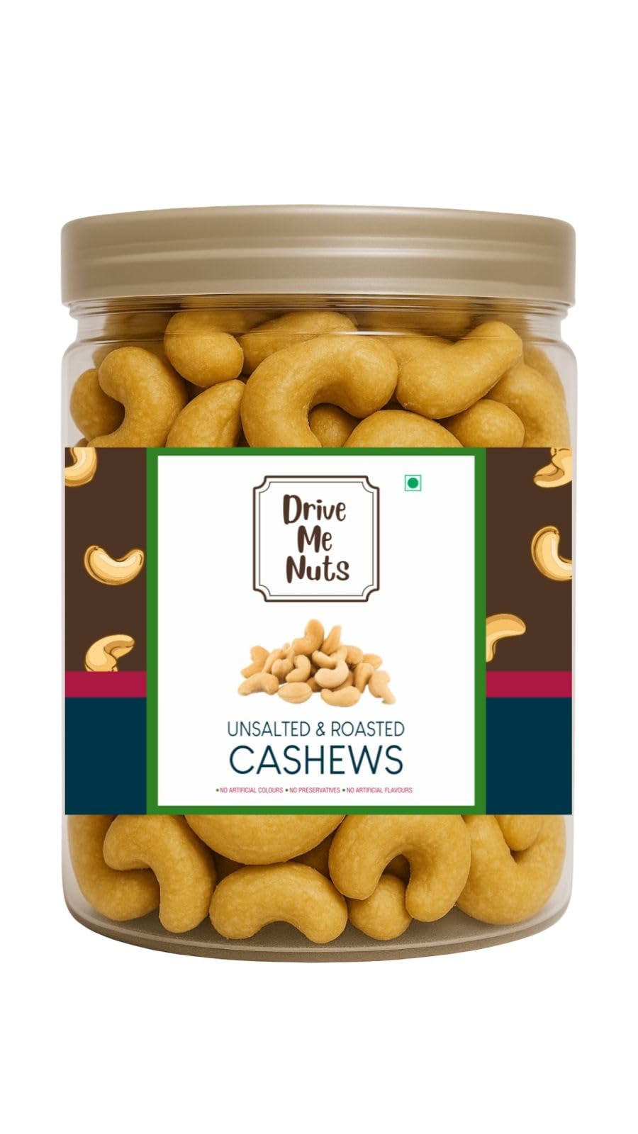 Drive Me Nuts Classic Roasted Unsalted Cashews 250g | Whole Cashew Nuts Kaju | Healthy Snacks & Dry Fruits | Freshly Crunchy Gourmet Munchies Pack | Nutritious Protein Rich Food