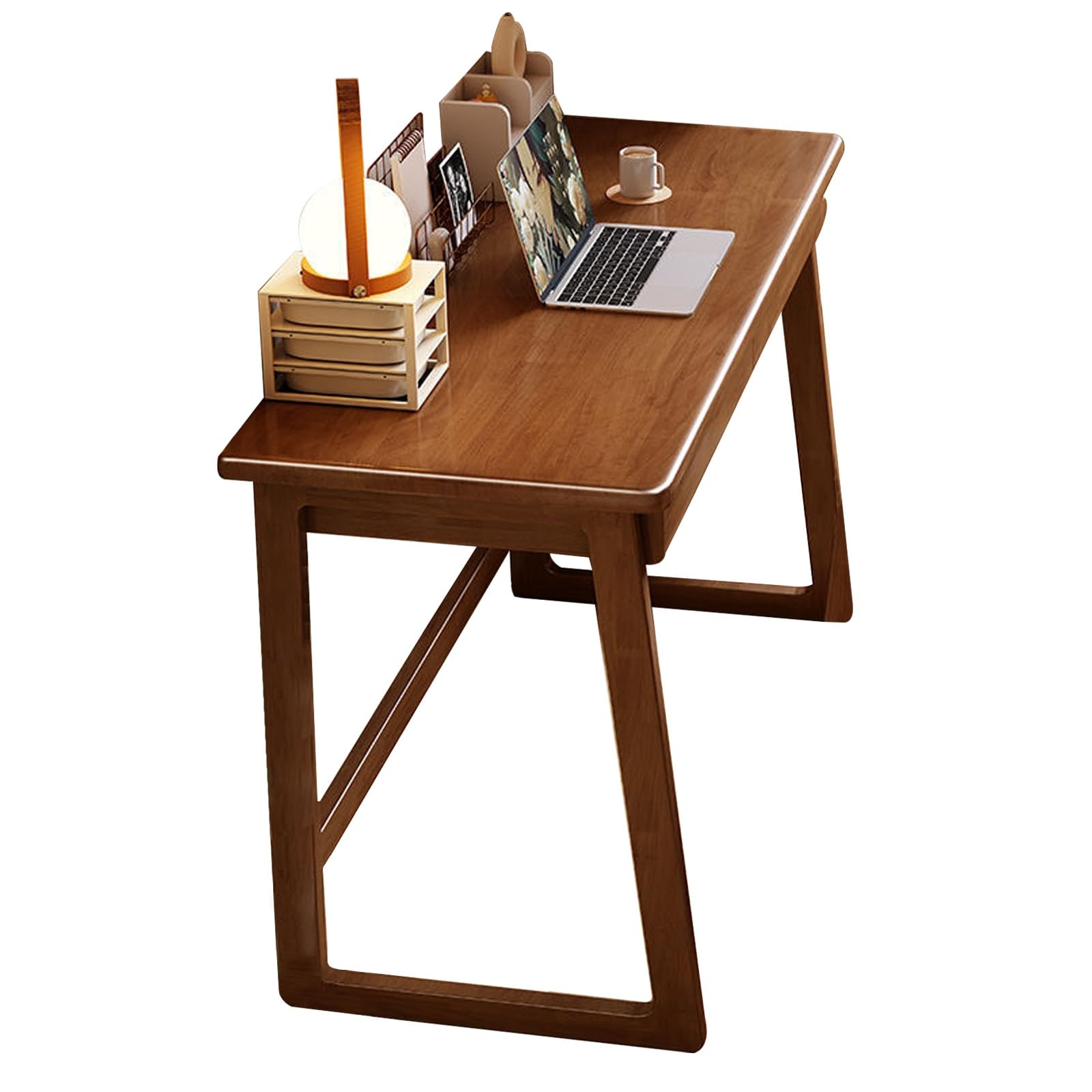 Bureau du milieu du siècle en hévéa massif au design blanc scandinave