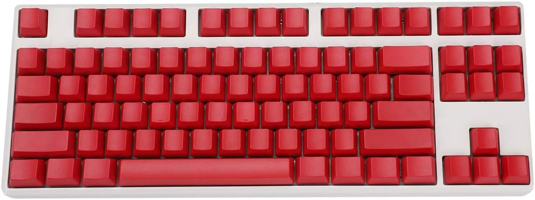 Blank Thick PBT OEM Profile 87 ANSI Keycaps for MX Switches Mechanical Keyboard (Red)(Only Keycap)