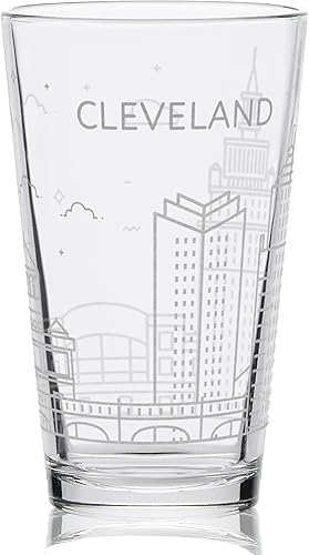 COLUMBUS OHIO SKYLINE Engraved Pint Beer Glass Minimalist City Sky Line Full Wrap Engraving Great Travel Gift Idea!