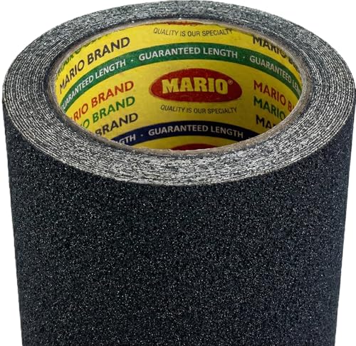 Image of Mario Anti-Skid Anti-Slip Tape Black Extra-Wide 96mm (4 Inch) x 5M | Heavy-Duty High-Traction Non-Slip Safety Grip Tape | Waterproof Self Adhesive Tape for Stairs, Walkways & Industrial Use Areas