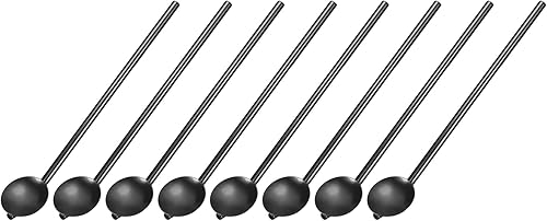 uxcell Pajitas de cuchara de acero inoxidable, 8 popotes reutilizables de metal de mango largo de 7.5 pulgadas, pajitas de paja de forma redonda