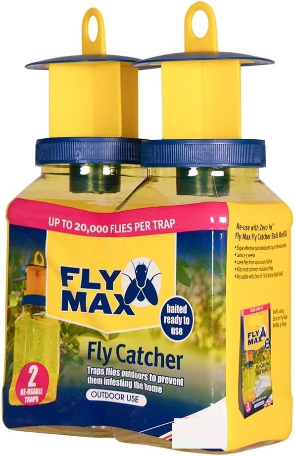 Flye Max Flye Catcher | Super Effective Refillable with Super Flye and Flying Insect Attractant for Outdoor Use| Ready To Use | Poison Free (Flye Catcher Twinpack)
