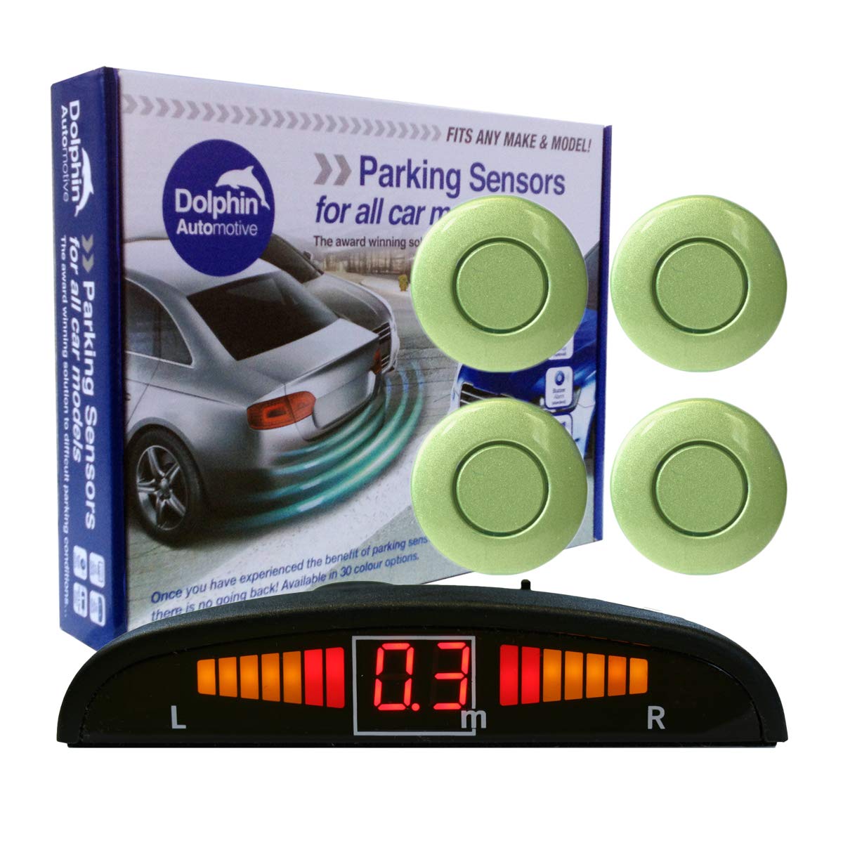 Dolphin Automotive DPS450 Reverse Parking Sensors In 32 Colours 4 Ultrasonic Radar Sensors Kit Audio & Display Alert System - Matt Black — view 7