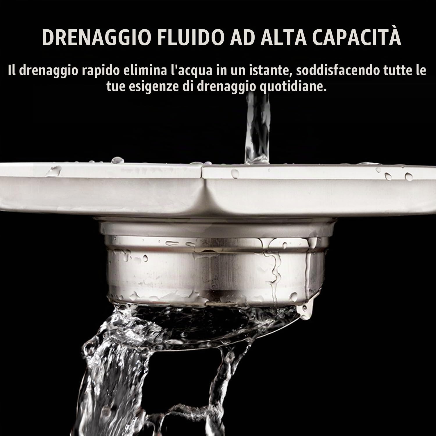 Canalina per doccia quadrata, 15 x 15 cm, sifone 360° con filtro antiodore e filtro capelli, 2 in 1, pinza in acciaio inox, per bagno, cantina, interni ed esterni