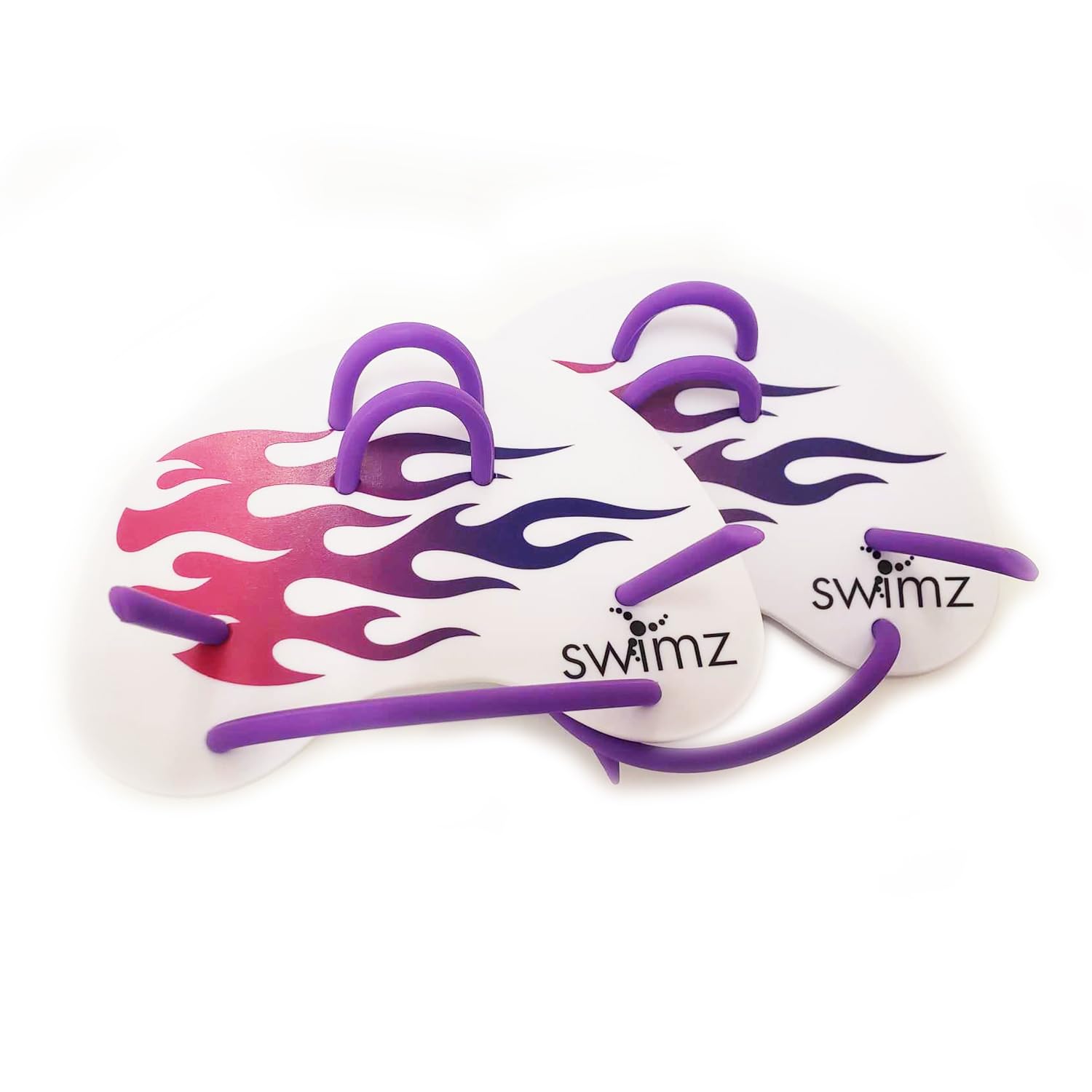 Swimz Swimming Finger Paddles – Purple Flame – Technique Training Aid for Swimmers with Silicone straps – One Size fits most