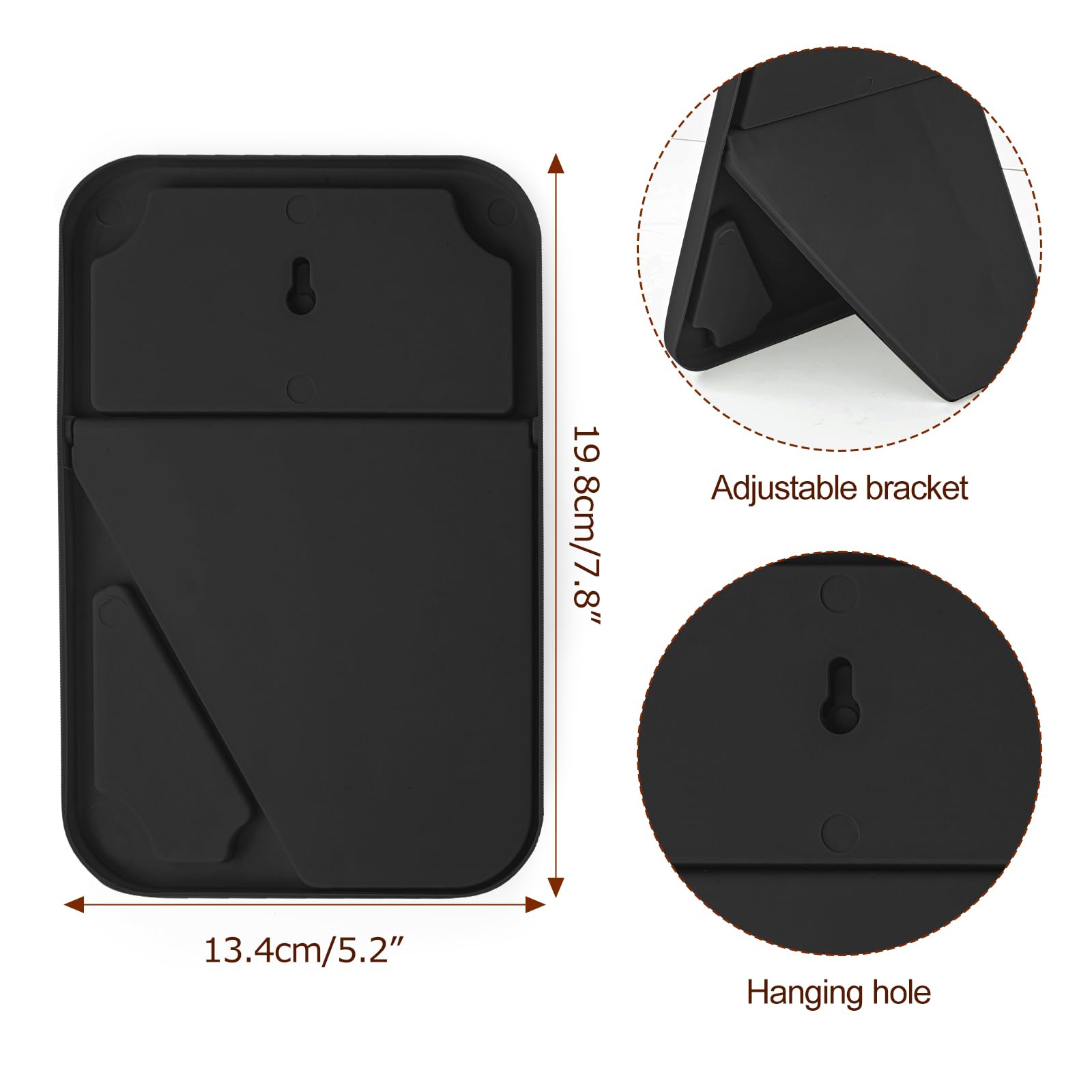 Lot de 10 miroirs de maquillage de table et de bureau, 20,3 cm, simple et portable, avec support, à suspendre au mur, noir
