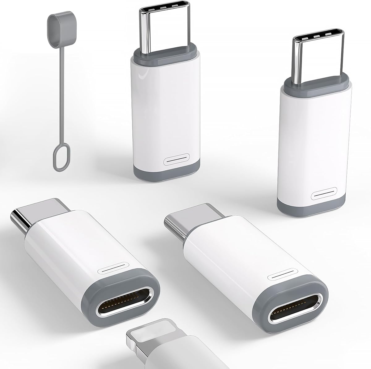 4 Pack Lightning to USB C Adapter for iPhone 17, Charging & Data Transfer | Lightning Female to USB C Male Adapter, Type C Charger Connector Cable for iPhone 15/16 Pro Max ,Samsung S25, Not for Audio