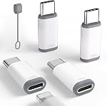 4 Emballer Lightning à USB C Adaptateur pour iPhone 15/16/17/17 Pro Max/Plus, Samsung S25,Charge d'appui & Transfert de données, Câble de connecteur de chargeur de type C, Allumage de la femelle USB C Adaptateur Homme, Pas pour l'audio