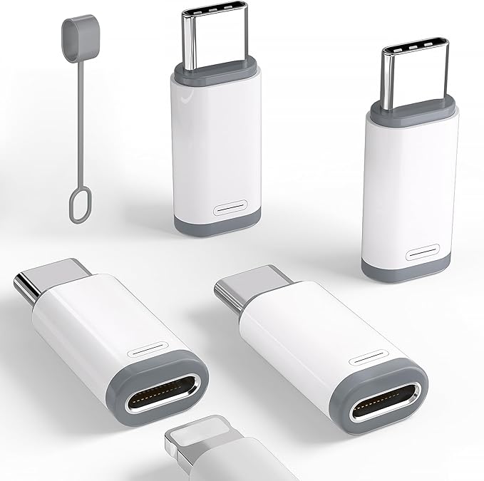 4 Pack Lightning to USB C Adapter for iPhone 15/16/16 Pro Max/Plus,Samsung S24,Support Charging & Data Transfer,Type C Charger Connector Cable,Lightning Female to USB C Male Adapter,Not for Audio