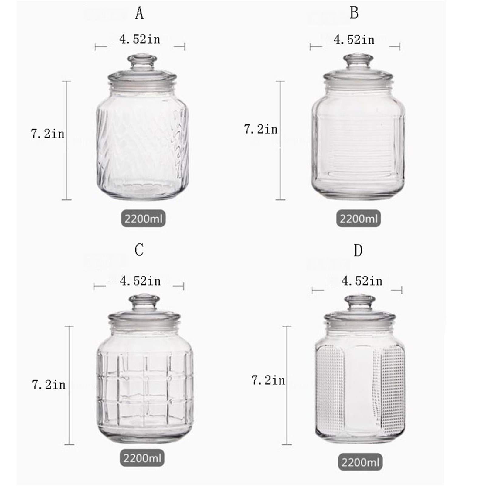 Botes para Alimentos Los tarros de cristal, tarro de cristal de almacenamiento de alimentos con sello hermético de la tapa, Borrar almacenamiento de alimentos for servir té, café, especias y Más Botes