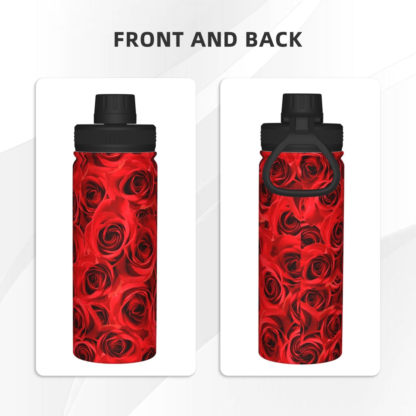 Amazon｜スポーツ水筒 赤いバラ 薔薇 花柄 スポーツボトル ステンレス