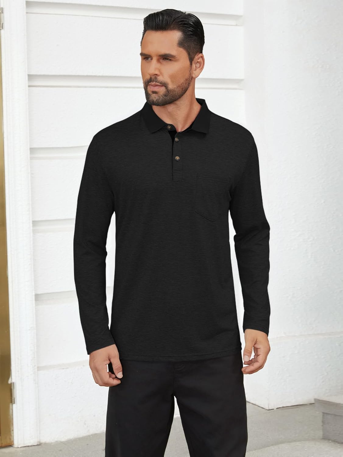 Hardaddy Men's Casual Polo Shirt with Pocket Contrast Color Short Sleeve Business Work Shirts Summer Tees Top Shirt - Image 4