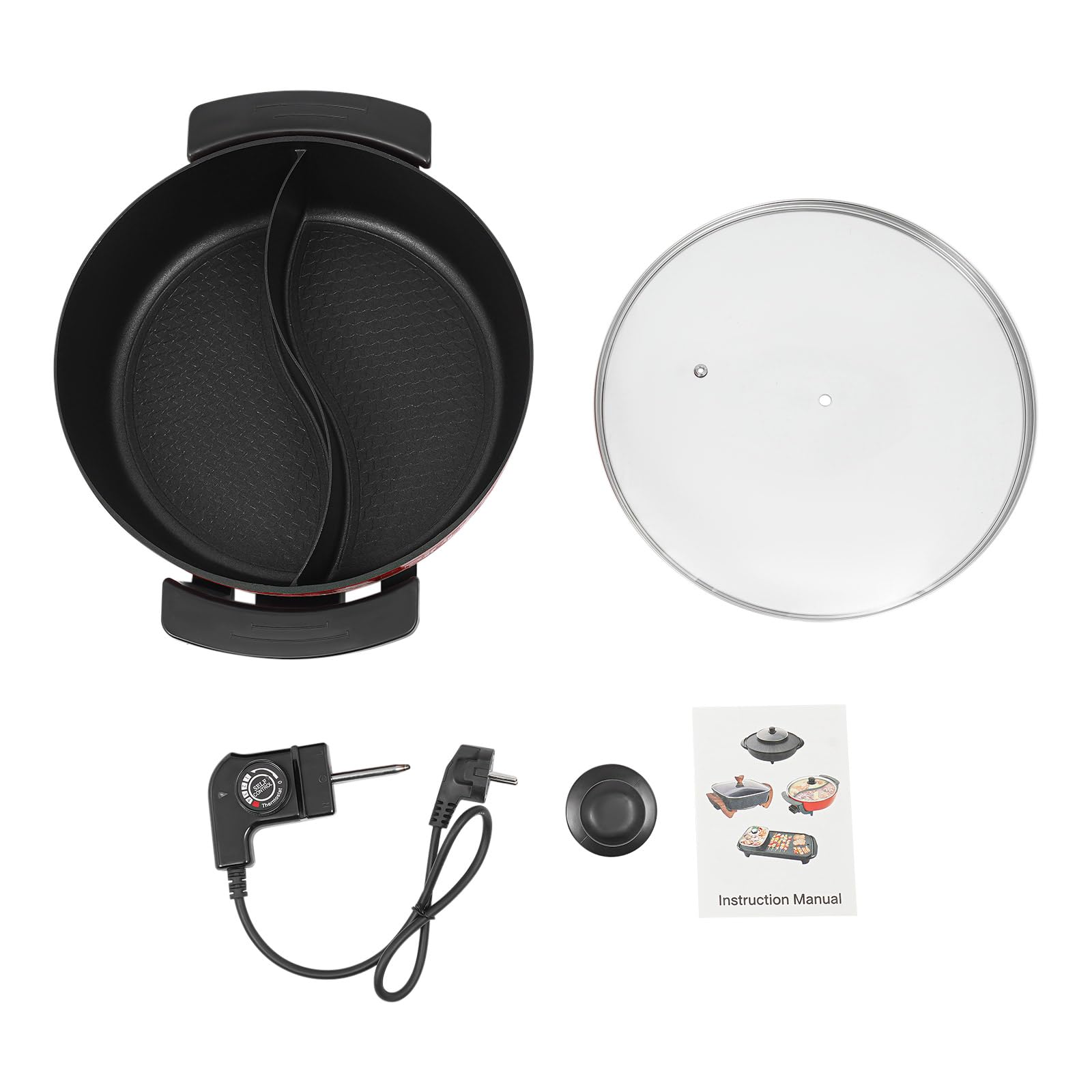 Hot Pot électrique à fondue 6 l Double face séparable – 1360 W, 5 niveaux de réglage de la température, fond à induction antiadhésif, pour hotpot, fondues, rôtis et braiseurs, 3 à 4 personnes (220 V)