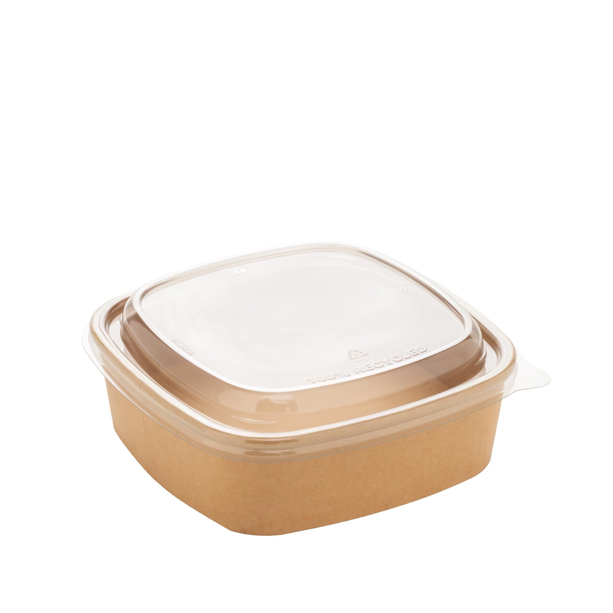 Pro DP 300 Salatschalen Take away Kartonschalen eckig Papier+PE braun verschiedene Größen & Deckel zur Auswahl (Deckel transparent für 900/1200ml)