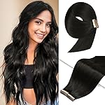 YDDM Tape in Hair Extensions Human Hair 24 Inch 20pcs Natural Black 100% Remy Human Hair Seamless Invisible Straight Tape in Hair Extensions(1B, 24 Inch)