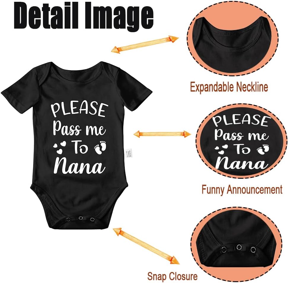 Please Pass Me to Nana Bodysuit, Newborn Girls Clothes, Grandma Baby Clothing, Infant Outfits 0-24 Month - Image 2