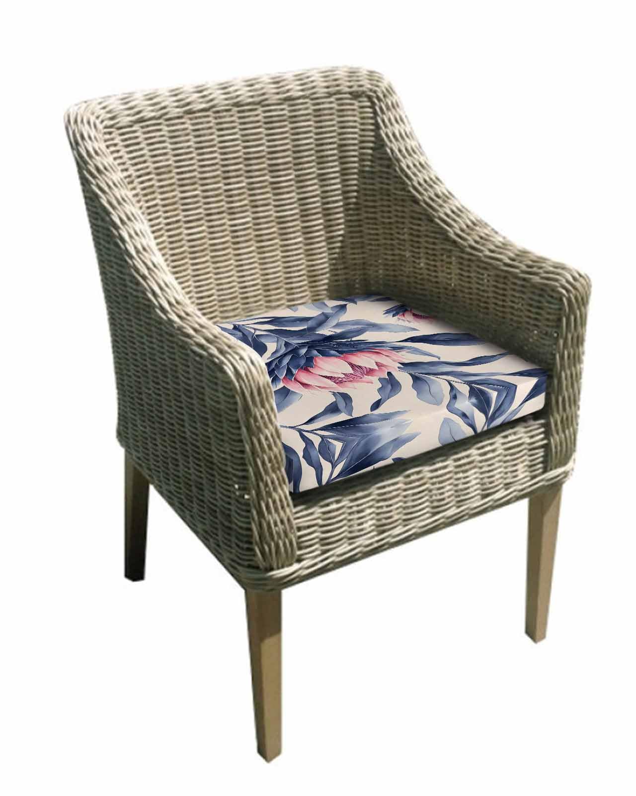 2 Pack Blue Pink Botanical Waterproof Cushion Covers with Ties, Outdoor Patio Chaise Lounge Chair Seat Cushion Slip Covers Replacement(Only Cover) Oil Painting Spring Floral Modernism 22