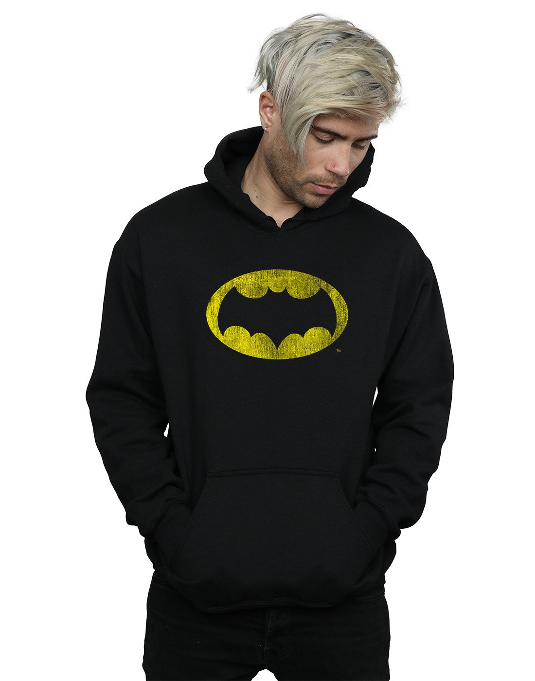 Absolute Cult DC Comics Men's Batman TV Series Distressed Logo Hoodie Black Medium
