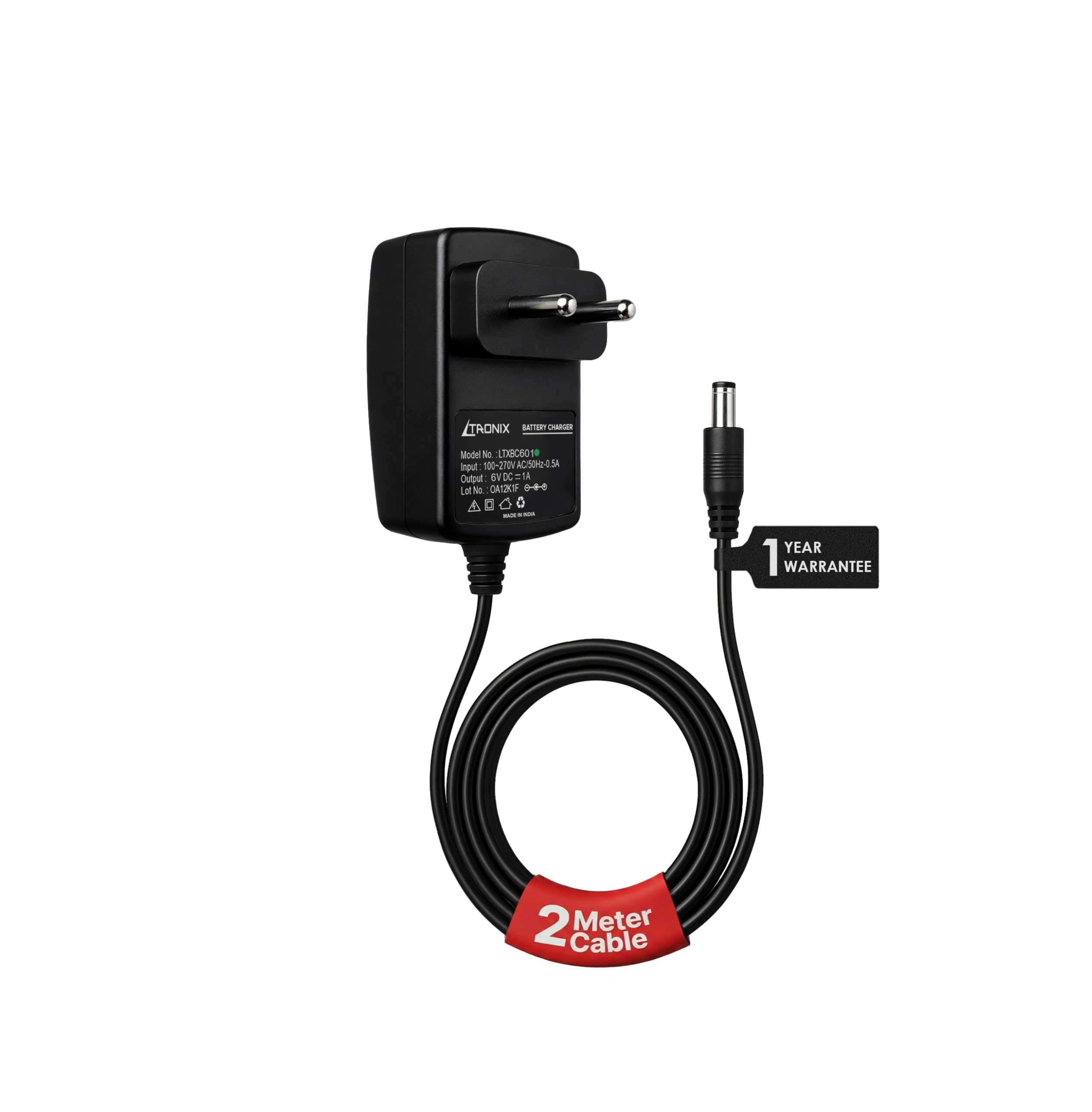 6V Charger for Kids Ride on Car Toys, 6 Volt Battery Charger with Charging Indicator and Auto-Cut Off, DC Power Adapter for Kids Electric Car, 2m Cable (LTX-6V-1A)-image-33