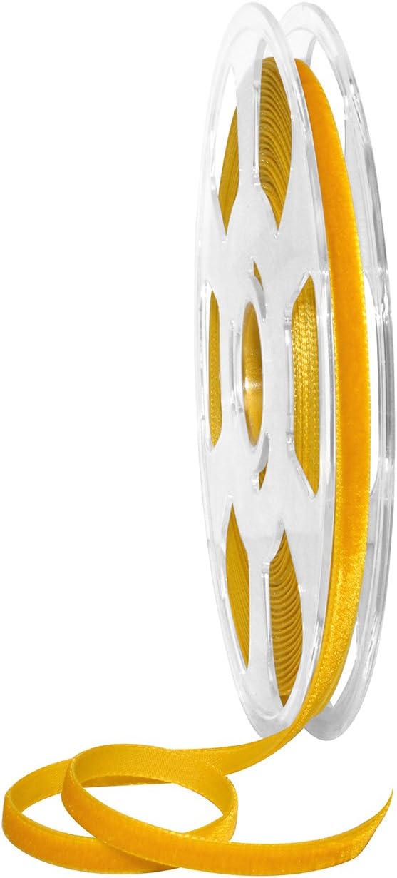 Morex Ribbon ナイロンバロア ベルベットリボン 5/16インチ x 11ヤード ゴールド