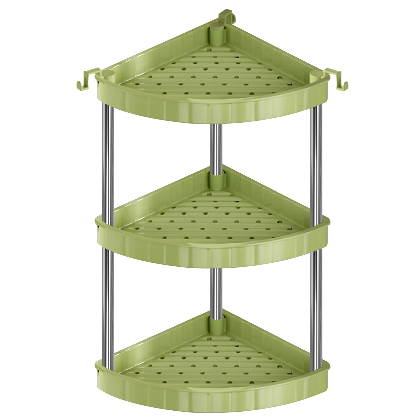 Xafrstyu 3 Tier Fruit Vegetable Storage Basket Organiser, Spice Rack, Countertop Standing Storage Rack, Rustproof, Corner Shelves for Versatile Pantry Kitchen, Narrow Places (Green)