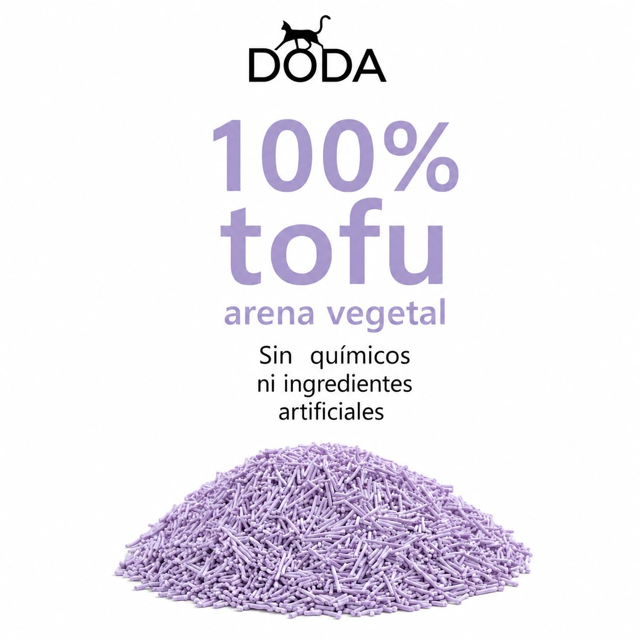 Arena Tofu Gatos 8kg DODA – Arena Aglomerante para Gatos, Arena Vegetal de Tofu Biodegradable, Bajo Polvo, Control de Olores, Absorción Rápida, Aroma Lavanda
