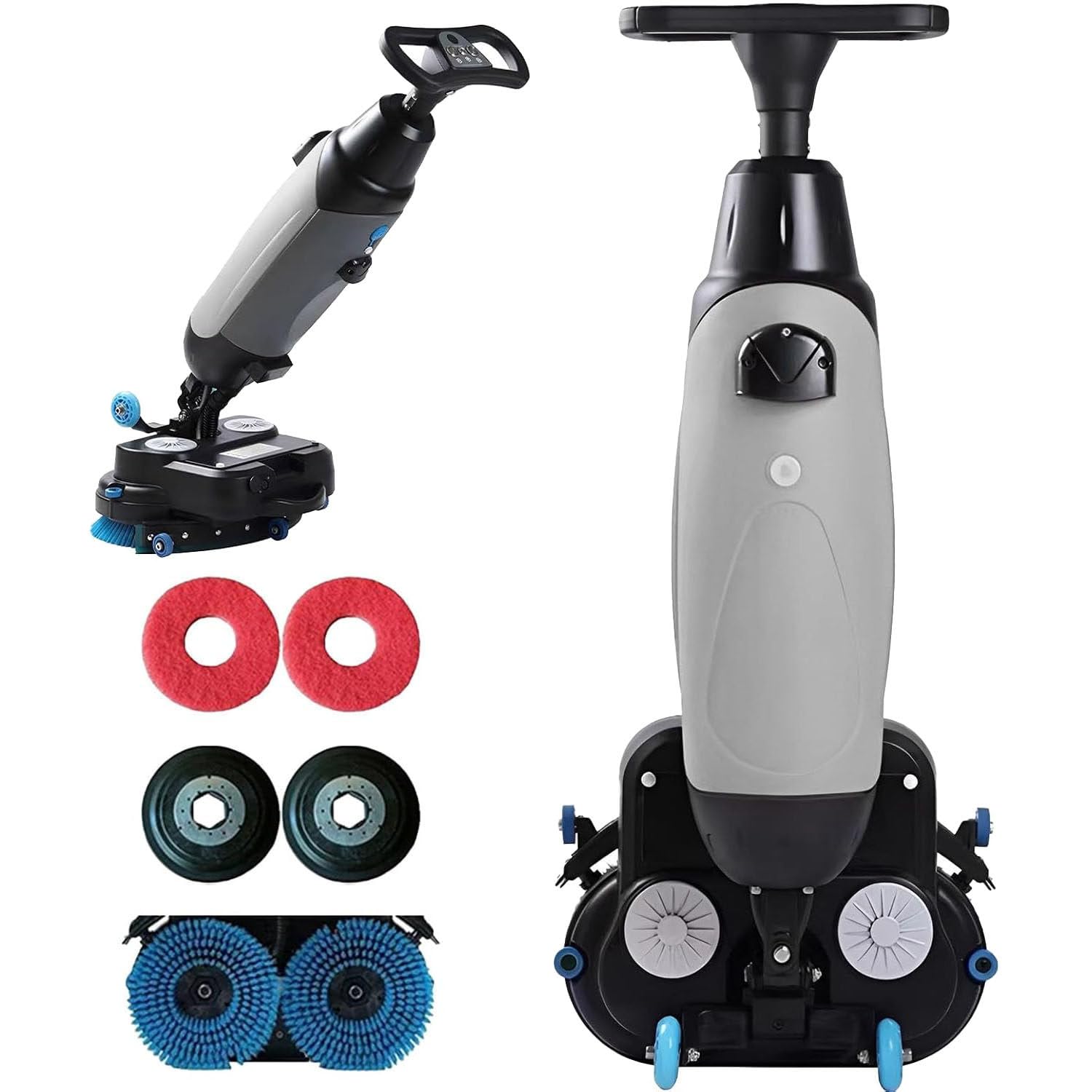 Limpiador De Suelos Eléctrico, Ancho De Limpieza De 43 Cm (17"), Ligero Y con Batería Recargable, Autonomía De 90 A 120 Minutos, Ideal para Almacenes Y Tiendas Minorista,Grey
