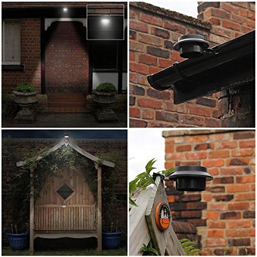 FALOVE 8pcgutterlight New Solar Light Lamp Powered Outdoor Garden Yard Wall LED Light Gutter Fence Wall Lampand and Bracket, Black, 8 Piece
