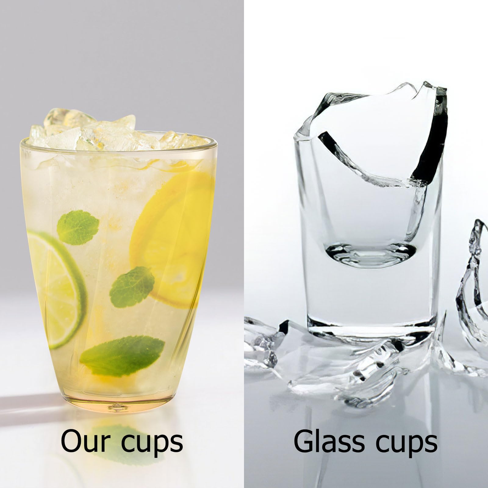 Topsky Vasos de agua de plástico de 12 onzas | Juego de 4 vasos transparentes irrompibles de acrílico transparente reutilizables para jugo de vino para picnic en casa, fiestas, aptos para