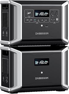 Dabbsson 5.33 kWh Expandable Power Station DBS2300 with DBS3000B Extra Battery, 5 X 2200W AC Outlets, 1800W Solar Input Solar Generator for Home Backup, Emergency, RV Outdoor Camping
